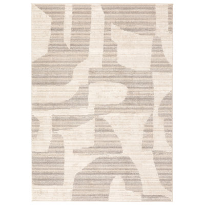 Loehrke Tan Taupe Abstract Rug