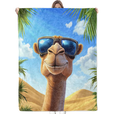 Funny Camel Blanket Soft Cozy Throw Blanket for Adults Women - Warm Yet Lightweight Flannel Blankets for Travel, Couch, Bed, Fuzzy Outdoor Comfort Wrap 30"×40"