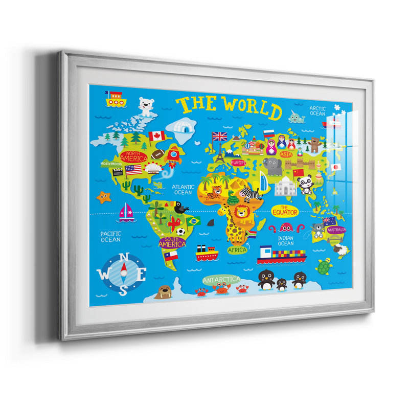 Carte du monde sur toile de qualité supérieure - prête à être accrochée, Noir, H 26,5 po x l 73 po x P 1,5 po, Blanc