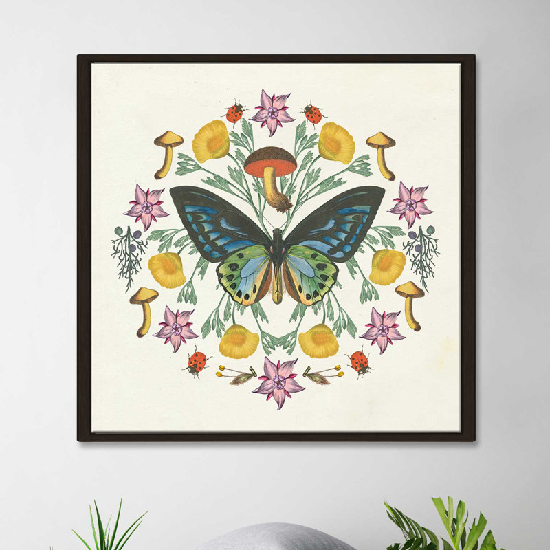 « papillon mandala iv », impression, H 21,5 po x l 21,5 po x P 2 po, Cadre flottant espresso
