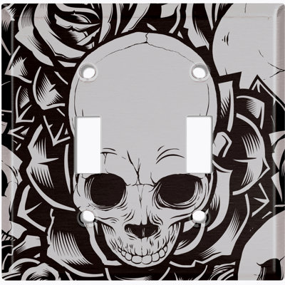 Plaque murale d'interrupteur à bascule Skull Roses Flower