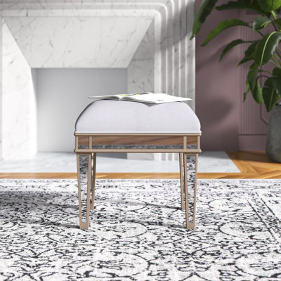 Bardwell Mirrored Upholstered Vanity Stool