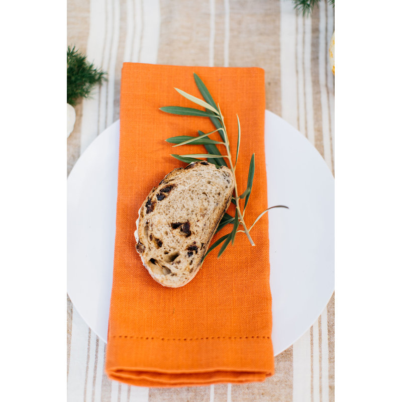 Hemstitch Square Napkin, Burnt Orange