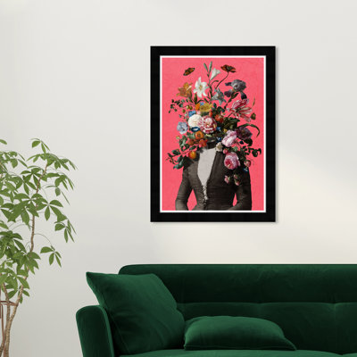 «People and Portraits Flower Mind», impression sur papier rose moderne