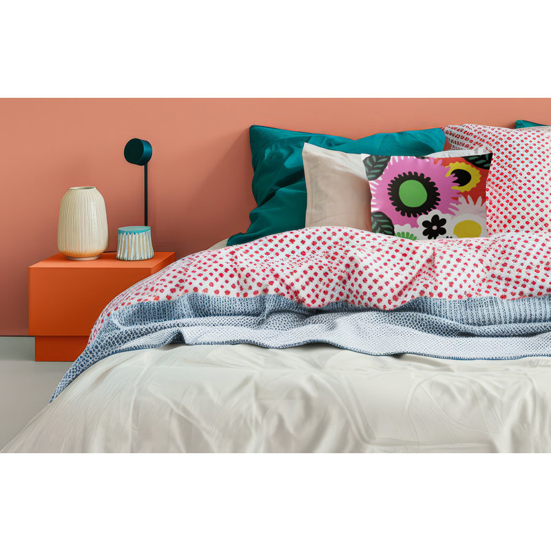 Coussin Mars, White/Black/Red/Pink/Green Floral, Carré 16 po