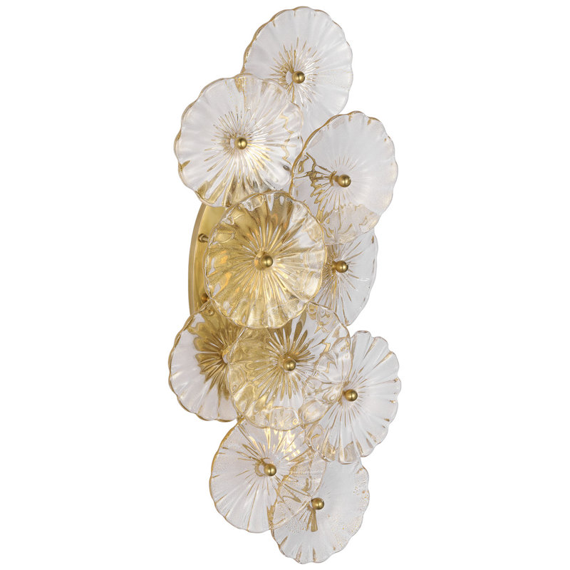 Julie Neill Gianna 21" Layered Sconce with Clear Glass, Gold, Hand-Rubbed Antique Brass