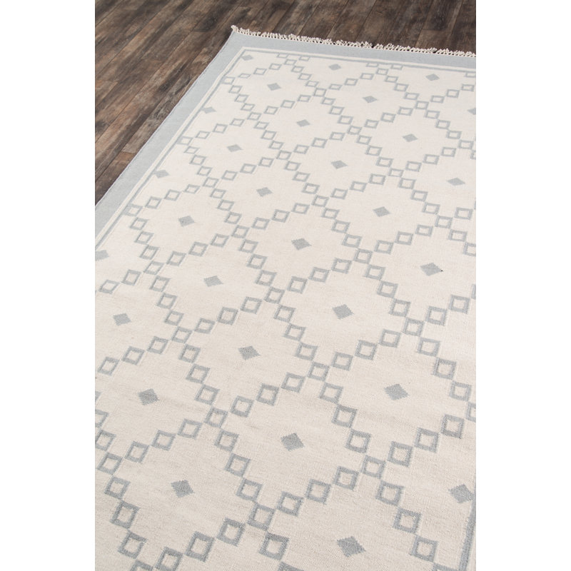 Thompson Wool Geometric Area Rug in Gray, Rectangle 3'6" x 5'6"