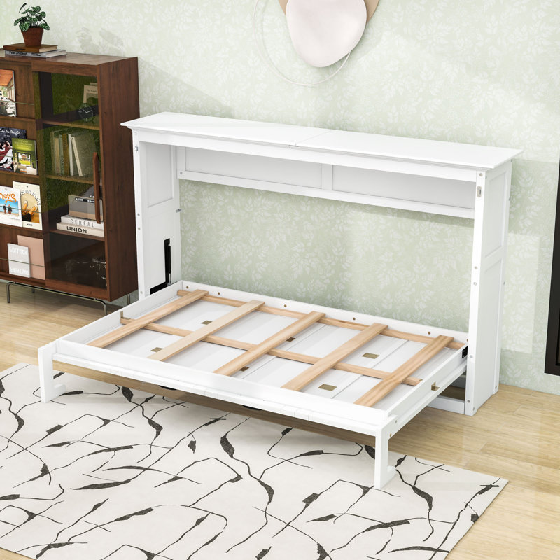 Lit simple escamotable en bois avec lattes