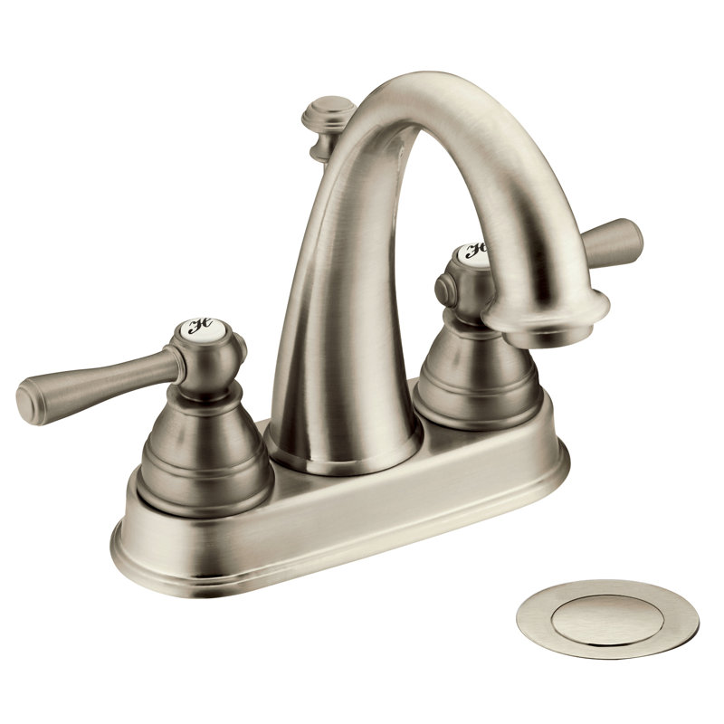 Robinet de salle de bain central à deux poignées Kingsley, Nickel brossé