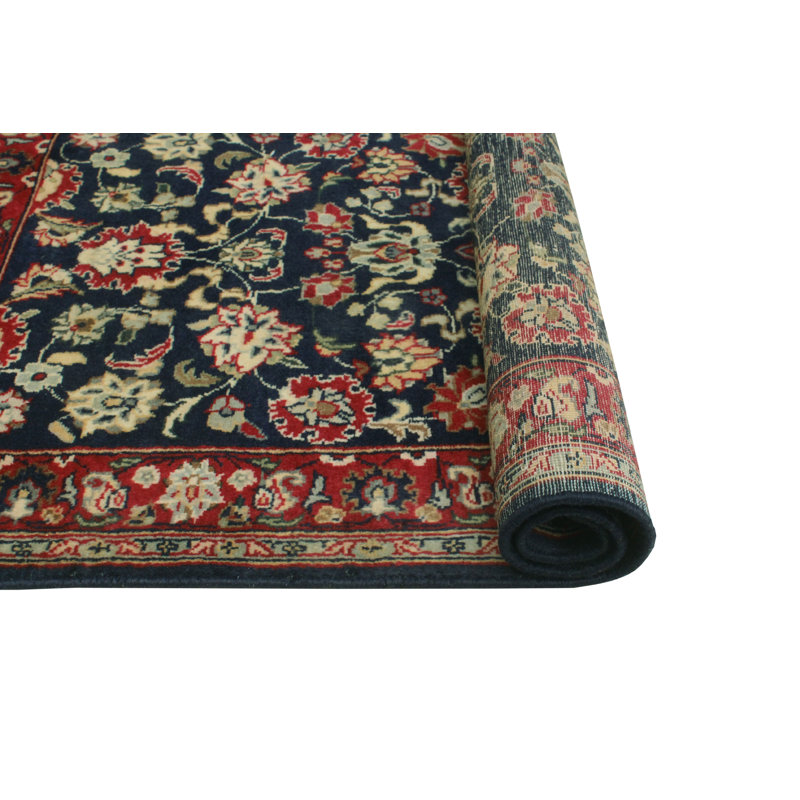 Tapis de couloir Hafeedh fabriqué à la main et teint dans la masse - noir - rouge, 2 pi 0 po x 3 pi 1 po