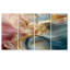 «Pastel liquide», art mural abstrait bleu pastel rose et or moderne pour le salon, 4 pièces-1978599640