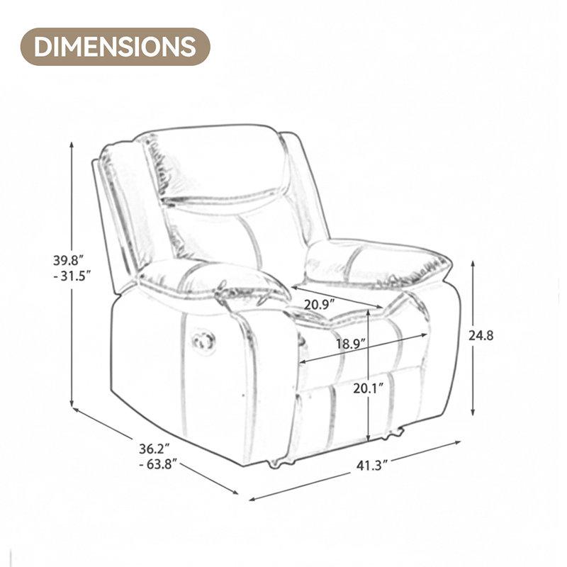 Fauteuil inclinable manuel respirant en cuir