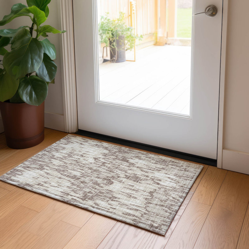 Putty 30" x 20" Synthetic Washable Non-slip Rectangular Rug