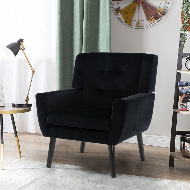Fauteuil d'appoint Bolanle, Velours noir