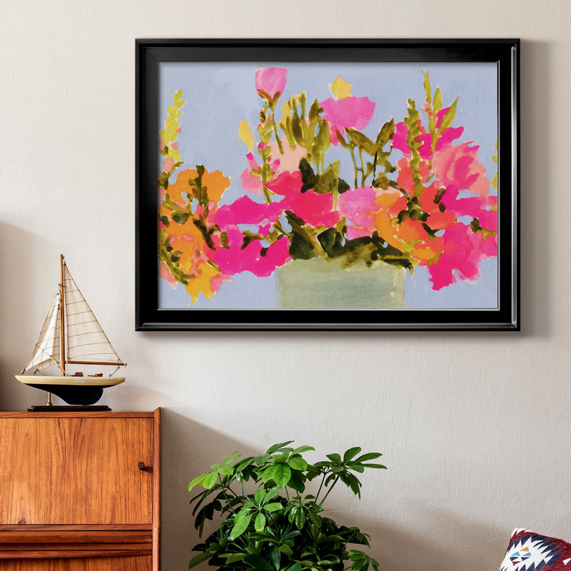 «Saturated Spring Blooms I», peinture sur toile encadrée, Cadre noir, H 26,5 po x l 36,5 po x P 1 po