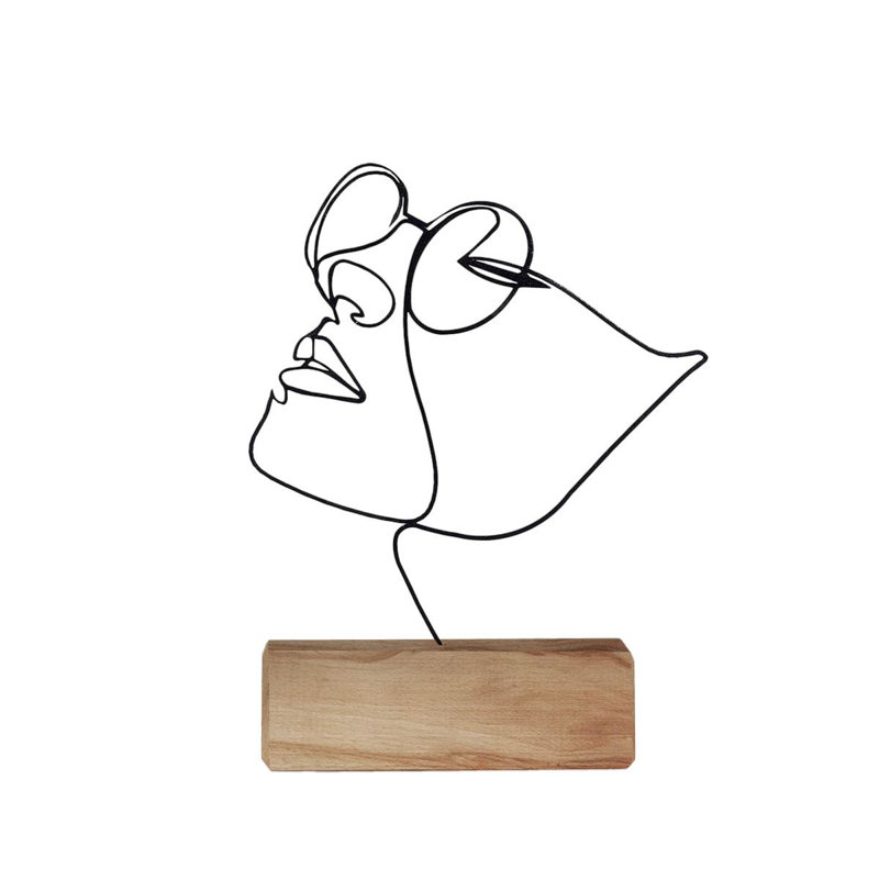 Elegant Decorative Object, White Finish, 6.7 x 12.2 x 1.4 inches | 100% Metal (Thickness: 0.08 inches) & 100% Wood Base | Perfect for Home Decor, Office Accent, and Modern Aesthetic | Stylish & Durable Design
