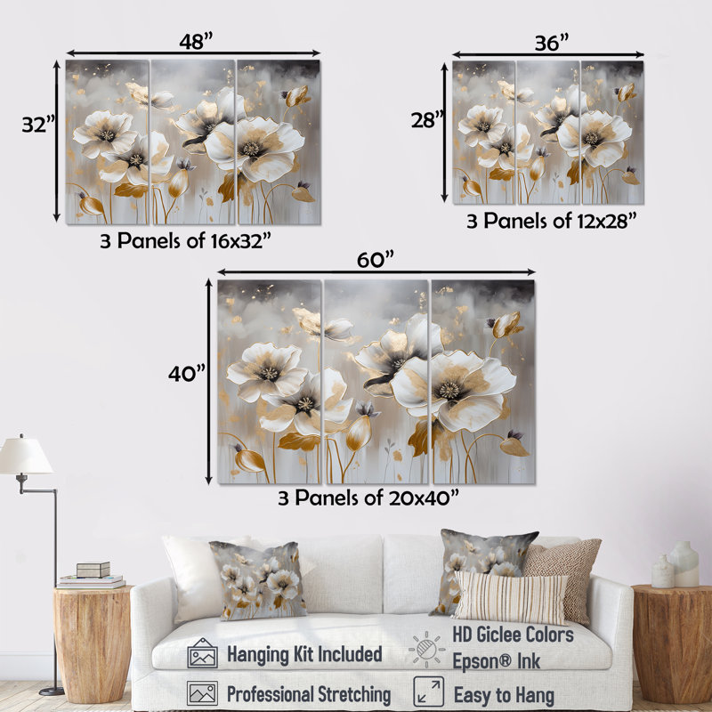 Souvenirs coquelicots Flower Dreams IV - ensemble d'art mural sur toile Flower Field, H 40 po x l 60 po x P 1 po