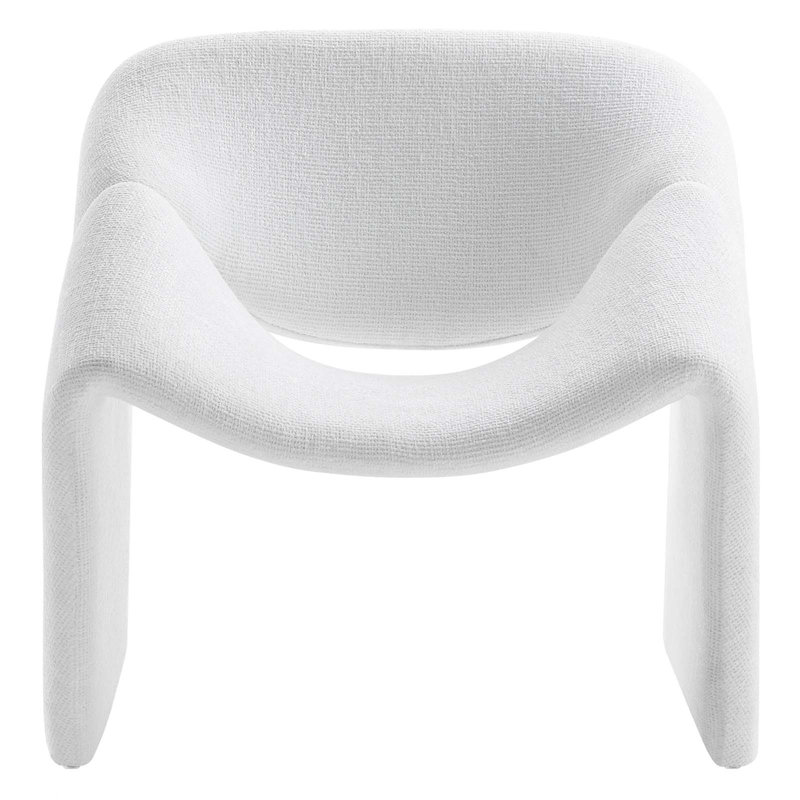 Frost White Faux Leather Barrel Accent Chair with Metal Frame