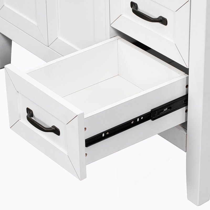 Meuble-lavabo 36 po avec lavabo, armoire de salle de bain blanche avec tiroirs, cadre solide et panneau de fibres à densité moyenne (ancien numéro de référence: JL000007AAK)