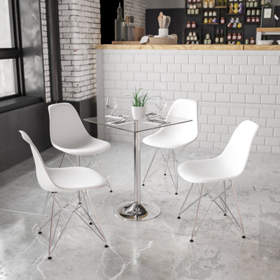 Cudney Glass Top Metal Base Dining Table