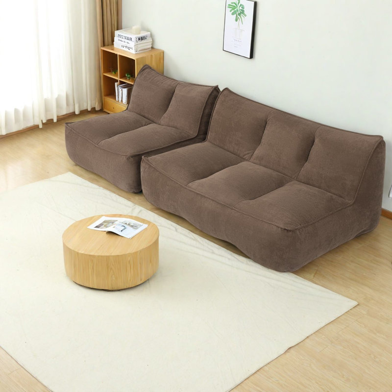 Canapés modulaires à compression, 225 cm (88,5 pouces) en velours côtelé brun, canapé nuage moderne pour la maison