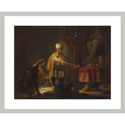 Daniel et Cyrus devant l'idole «Bel» par Rembrandt van Rijn - Estampe numérique encadrée