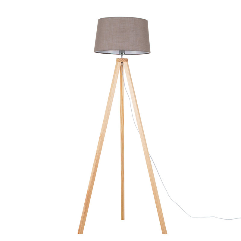 Mejias 148cm Tripod Floor Lamp, Light Wood, Dark Grey, Yes