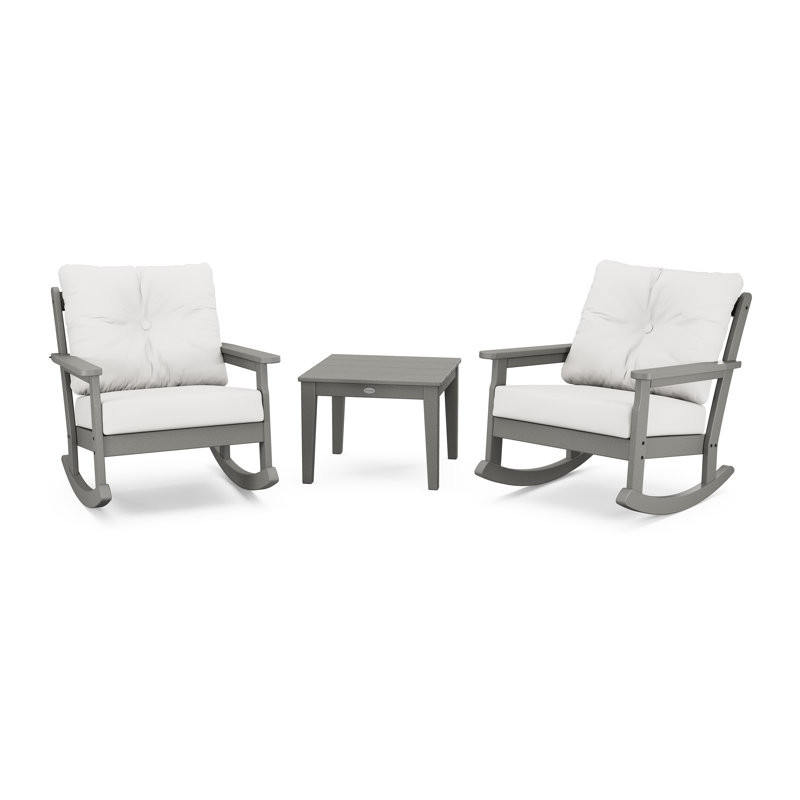 Vineyard 3-Piece Deep Seating Rocker Set, Slate Gray, Canvas Natural Sunbrella® Canvas