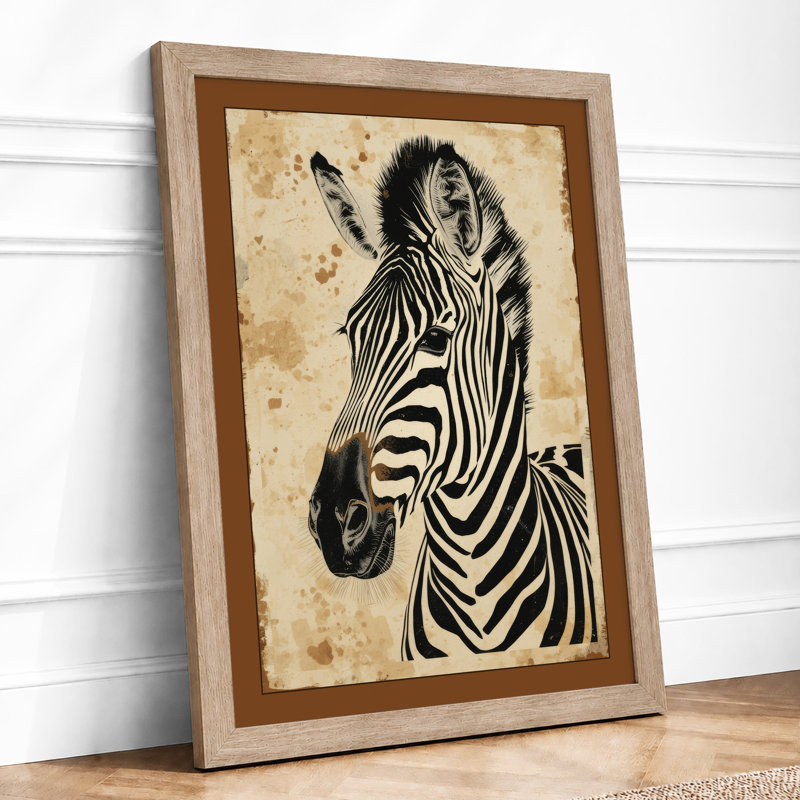Zebra Study Japandi - Framed Print, A1 - 84.1 x 59.4 cm, Oak