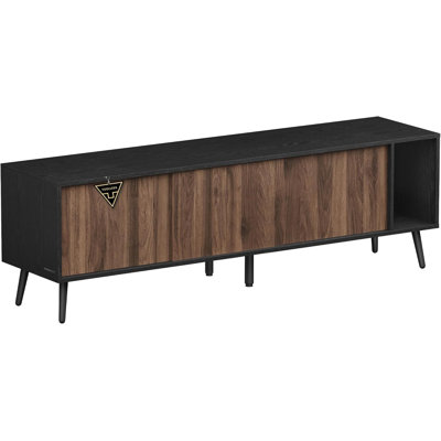 Superfast Toolless Assembly, TV Stand For Tvs Up To 72 Inches, TV Cabinet, Entertainment Center With Storage, Media Console Table, Living Room, Natural Walnut And Ebony Black ULTV533B01