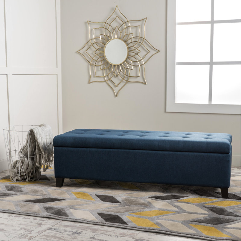 Banc tendance avec compartiment de rangement - espace supplémentaire l 51,29 po x P 19,41 po x P 15,88 po recouvert de tissu brun foncé et polyvalent