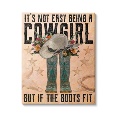 Art mural sur toile «Not Easy Being A Cowgirl Country» par Melody Hogan