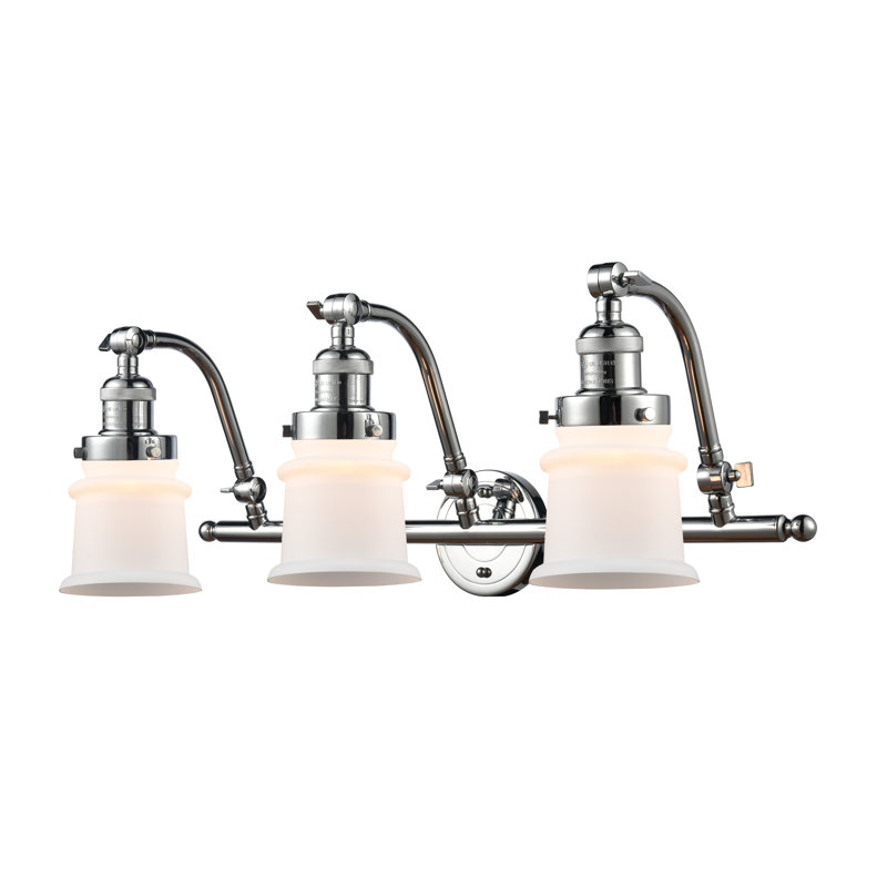 Éclairage pour salle de bain 3 lumières Alexandira, Boîtier blanc mat, Ampoule DEL 6 watts Vinage, Chrome poli