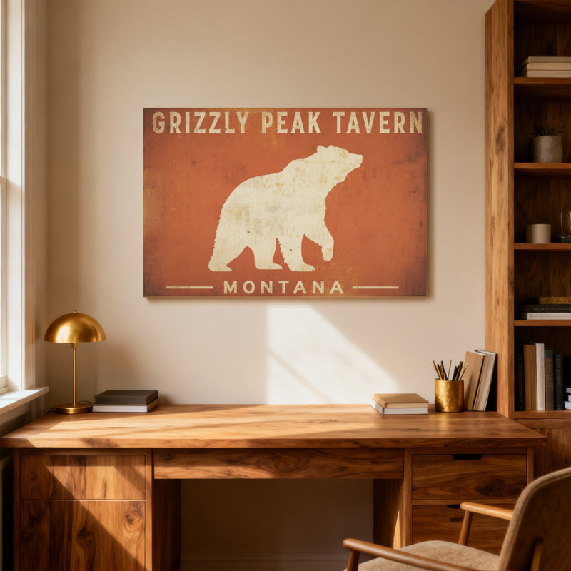 Animaux, grizzly, silhouette, signe rustique, H 28 po x l 40 po