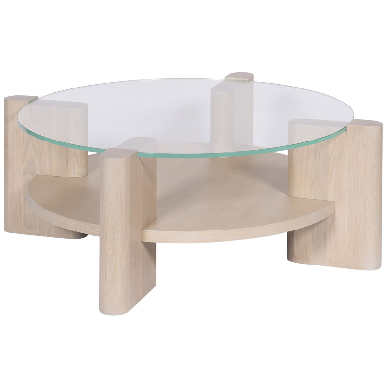 Wolcott Glass Cocktail Table, Casa Blanca, 17.5" H x 55" L x 55" W