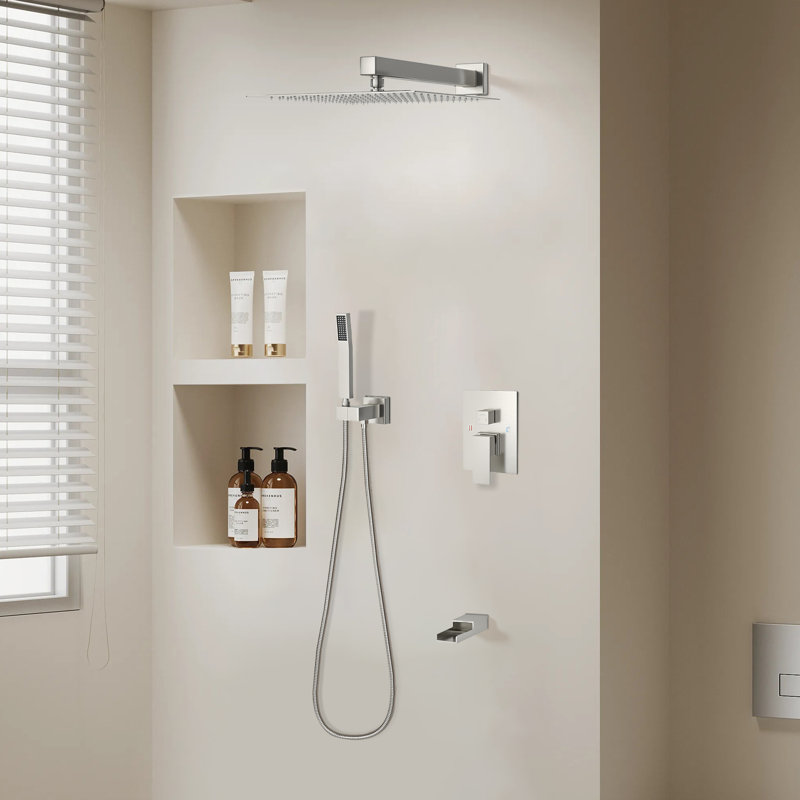 3-Function High-Pressure Rainfall Shower System, Tub Faucet Set