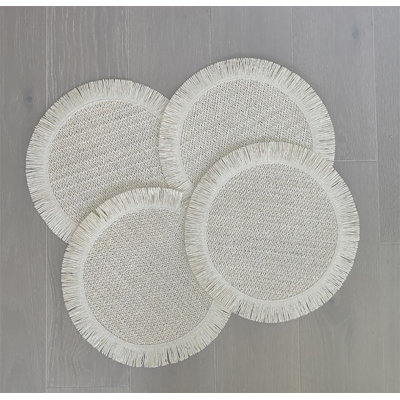 Napperons ronds ivoire en papier avec frange 15 po x 15 po, ensemble de 4