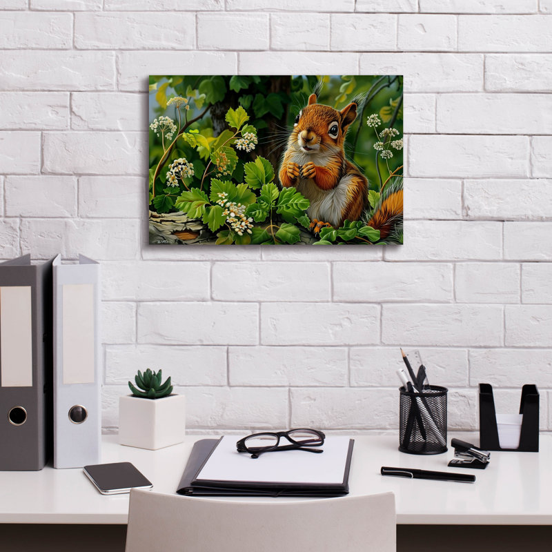 Toile épique «Squirrel Parmi Les Feuilles» par Momart, H 12 po x l 18 po x P 0,75 po