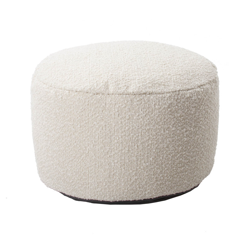 Upholstered Pouf, Barbet Natural Polyester, 12" H x 22" W x 22" D 