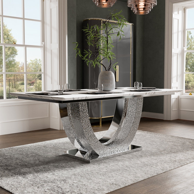 Table de salle à manger Demby, Argent argent