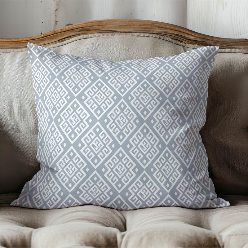 Athana Indoor Throw Pillow, Denim Blue Geometric, Square 16"