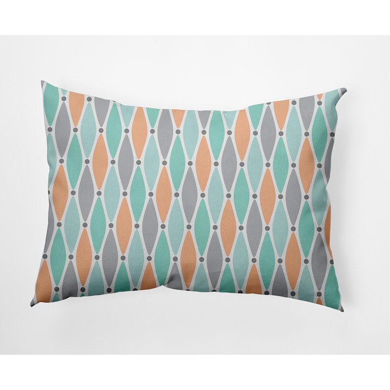 Wavy Geometric Outdoor Reversible Throw Pillow, Orange