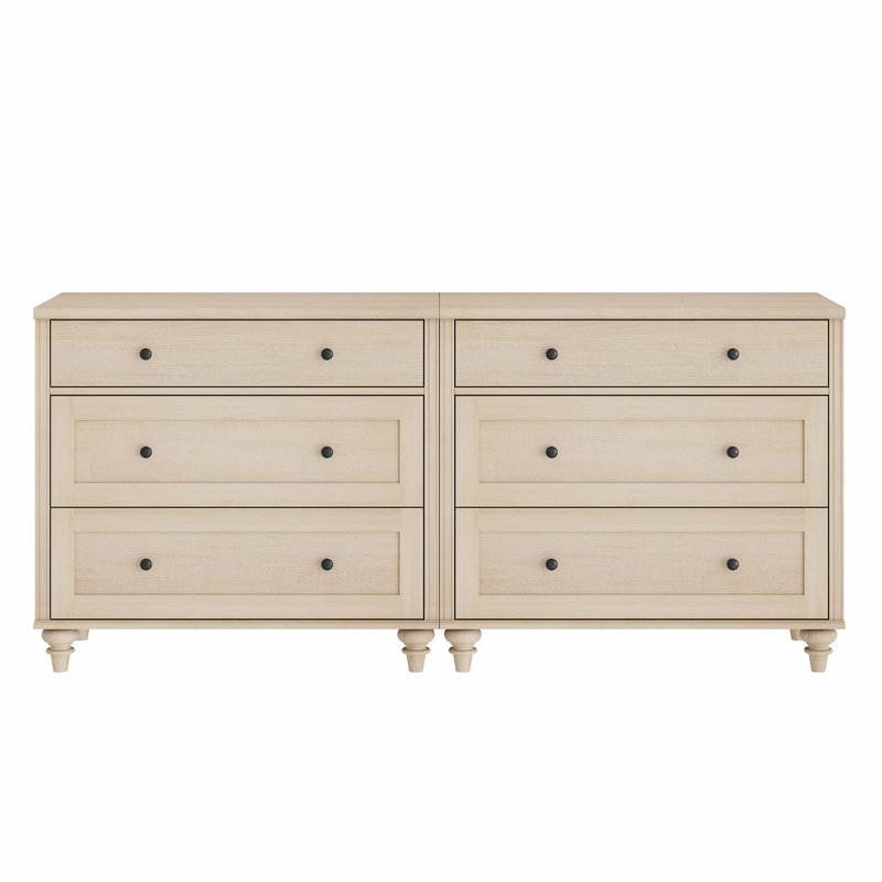 Scarlett 67.7" W 6-Drawer Solid and Manufactured TV Stand, Light Beige