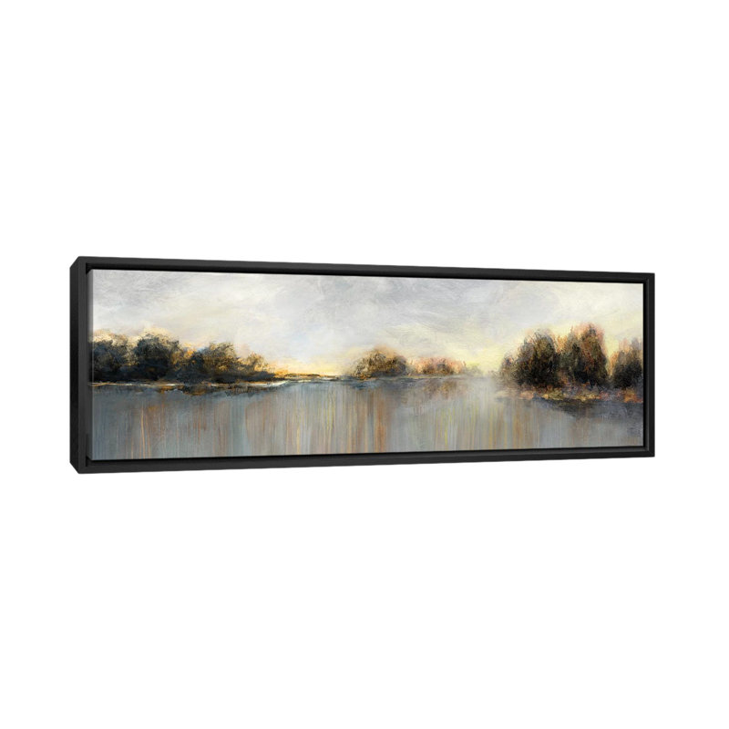 " Rain At Dawn " by Nan, 16" H x 48" W x 1.5" D, Black Framed