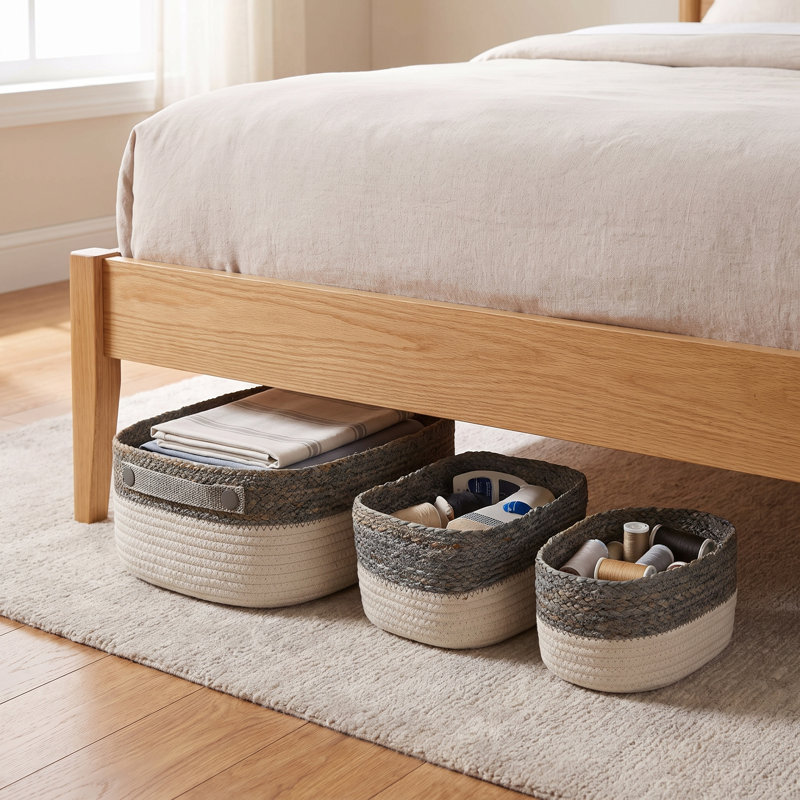 Ensemble de paniers en tissu 3 pièces en coton et corde