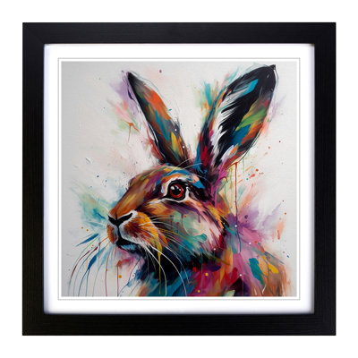 Hare Abstract No.5 - Single Picture Frame Print on Wood