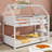 Twin Over Twin House Floor Bunk Bed With Headboards, Footboards And Guardrails, Ladder-1608030988