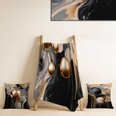 Couverture mystique dorée et noire Mystic I - Formes abstraites