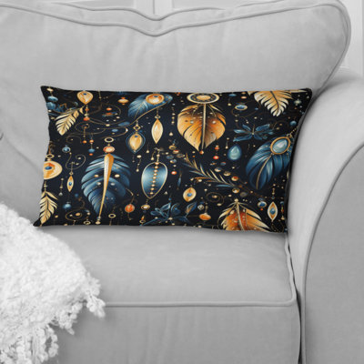 Blue Boho Chic Feathers Charms - Coussin décoratif Abstract Coral Reef Multicolor Azure - Coussin décoratif