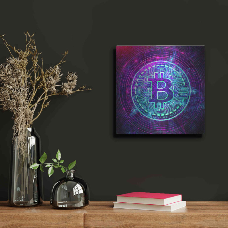 Luxe métal Art «Bitcoin Wave» par Cameron Gray Meta «Bitcoin Wave» par Cameron Gray, H 12 po x l 12 po